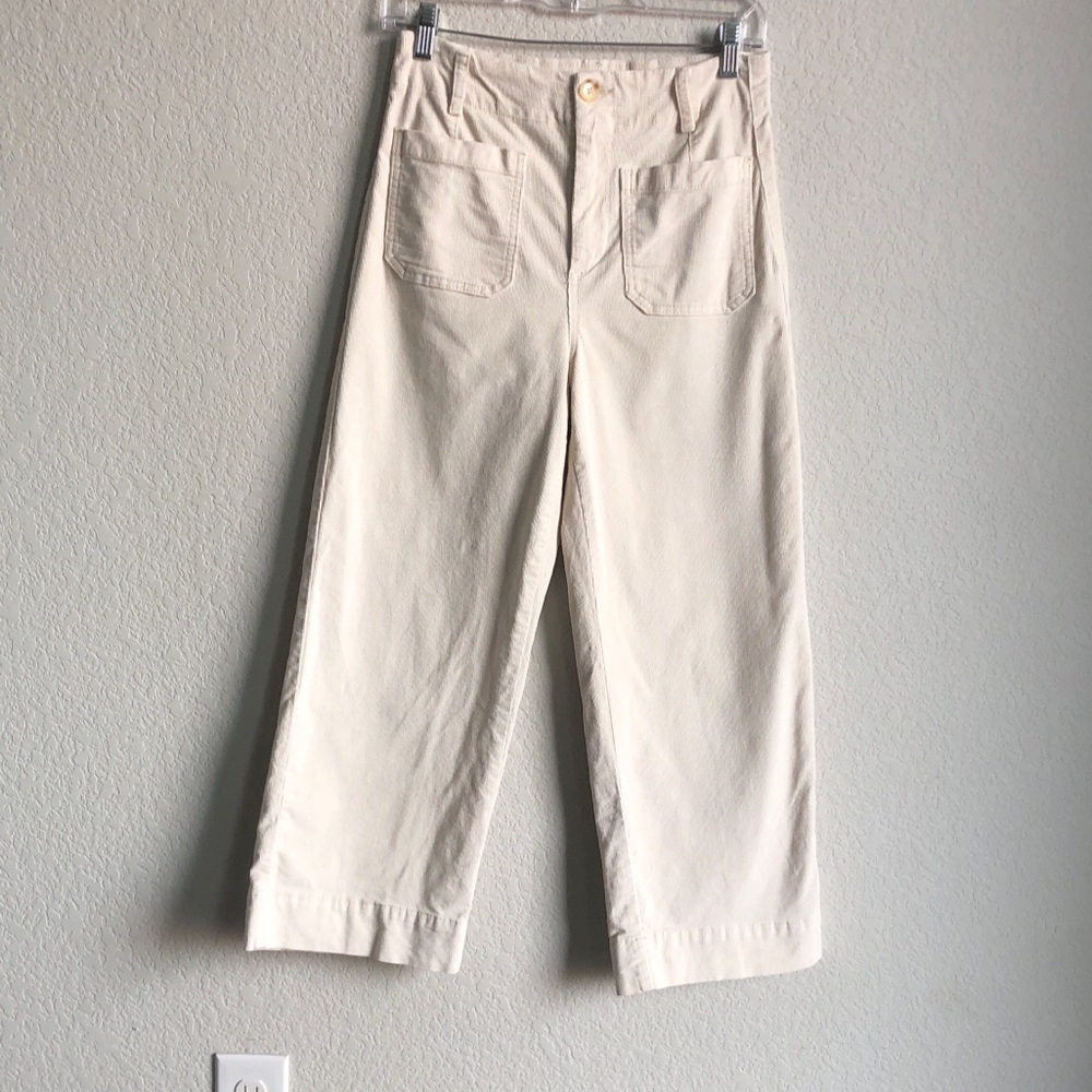 Avec Les Filles Corduroy Wide Leg Ankle Pants off White 4
